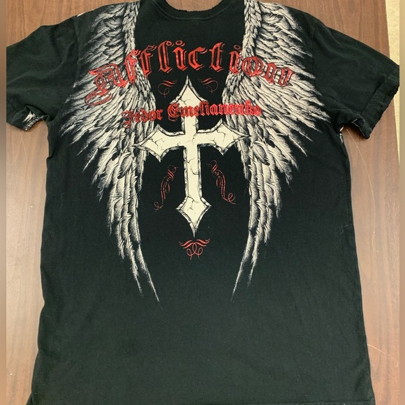 Vintage Affliction Distressed T shirt Live Fast A100 Black Rare! Size Large EUC - Picture 3 of 7